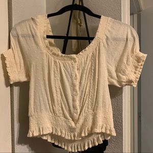 H&M crop ruffle puff-sleeve top